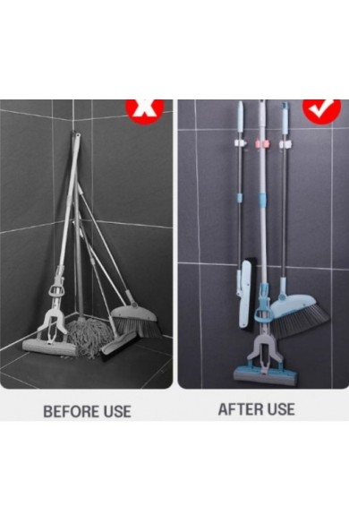 Yapışkanlı Pratik Mop Tutucu 4 Adet Beyaz
