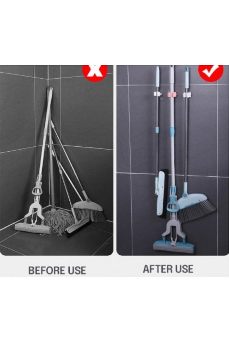 Yapışkanlı Pratik Mop Tutucu 4 Adet Beyaz