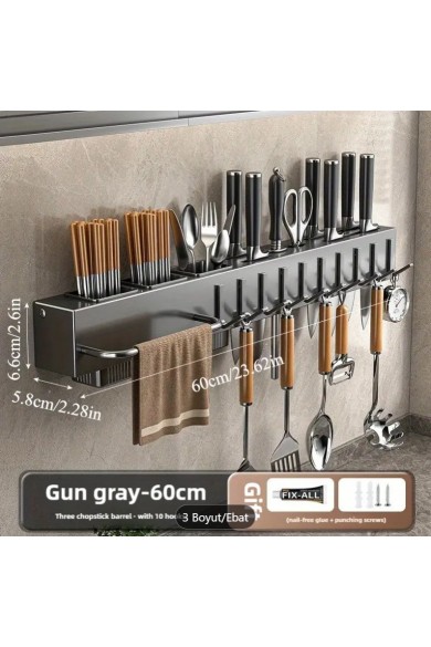 Mutfak Rafı Askılık Duvara Monte Kendinden Yapışkanlı Düzenleyici Delmeden Montaj