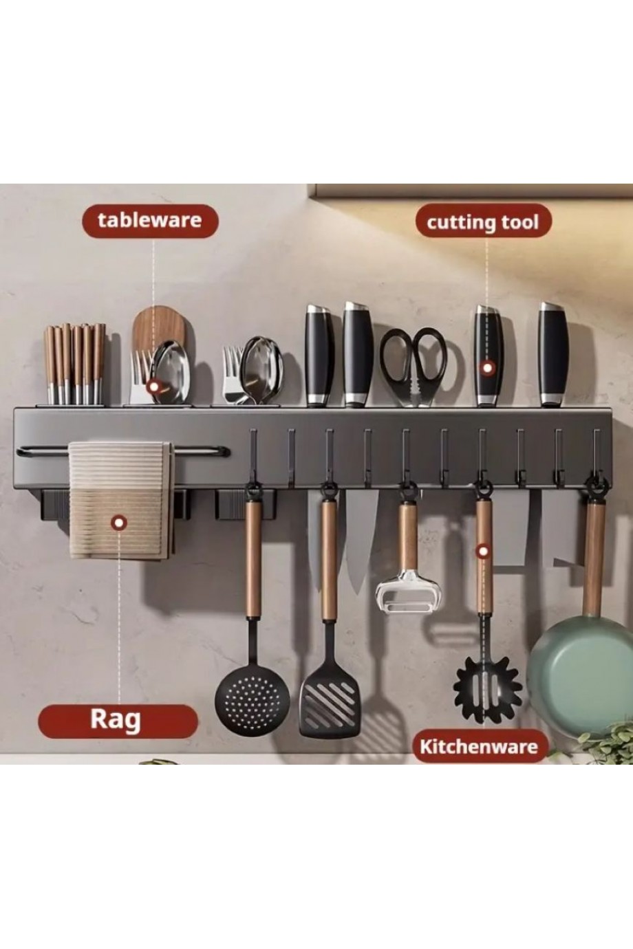 50 cm Mutfak Rafı Askılık Duvara Monte Kendinden Yapışkanlı Düzenleyici Delmeden Montaj